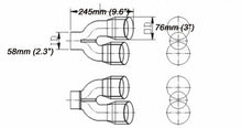 Load image into Gallery viewer, 2.3" inlet Stainless double round outlet slanted angle cut Exhaust Tip 9.6" long