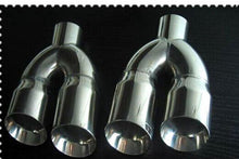Load image into Gallery viewer, 2.3" inlet Stainless double round outlet slanted angle cut Exhaust Tip 9.6" long