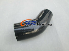Load image into Gallery viewer, Silicone 45 Degree Reducer Elbow Joiner Turbo Hose pipe 64mm-76mm 2.5"-3" BLK