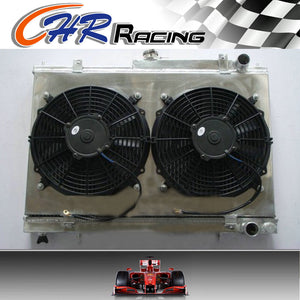 For NISSAN SKYLINE R33 R34 RB25DET GTS-T Aluminum Radiator & Shroud & Fans