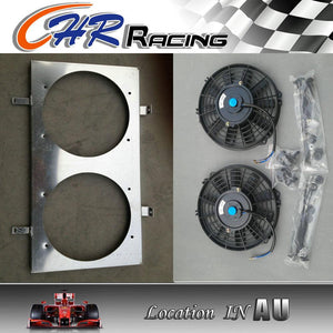 FOR 52MM Nissan Silvia S13 SR20DET Aluminum Radiator + Fan Shroud + 2x12" Fans