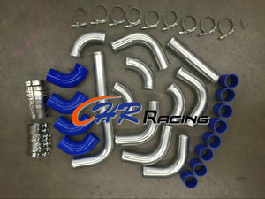 2.5" Aluminum Universal Intercooler Turbo Piping + blue hose+ T-Clamp kits