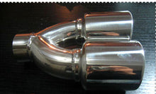 Load image into Gallery viewer, 2&quot; inlet Stainless double oval outlet rolled angle cut Exhaust Muffler Tip
