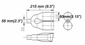 2.3" inlet Stainless double round outlet slanted rolled Exhaust Tip 8.5" long