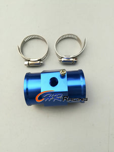 30MM 1.2" Aluminum Water Temperature Gauge Temp Sensor Adaptor + 2*Clamps BLUE