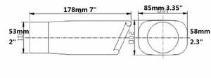 NEW 2" inlet Stainless rectangle angle cut outlet rolled Exhaust Tip 7" long