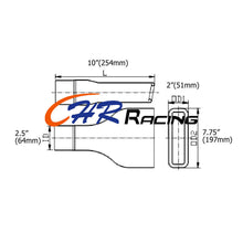 Load image into Gallery viewer, 2.5&quot; inlet Stainless rectangle angle cut outlet rolled Exhaust Tip 10&quot; long
